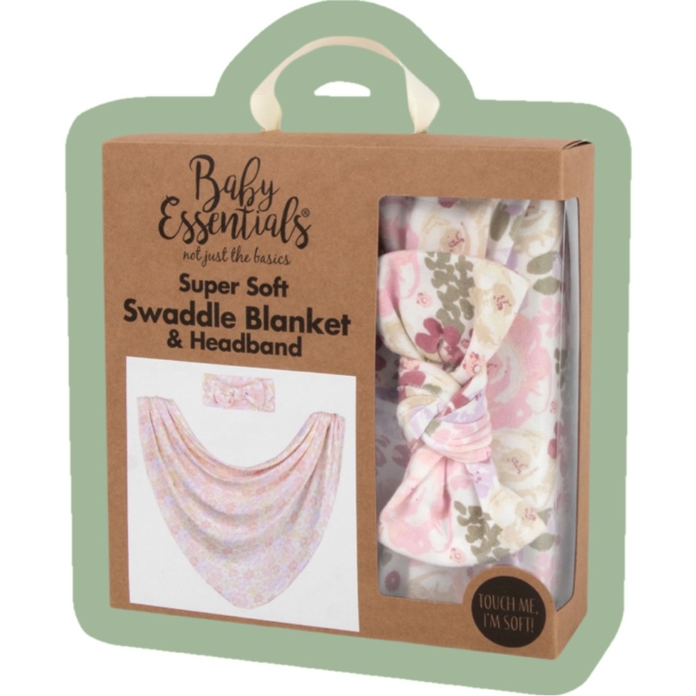 Baby Essentials Swaddle Blanket and Headband Set
